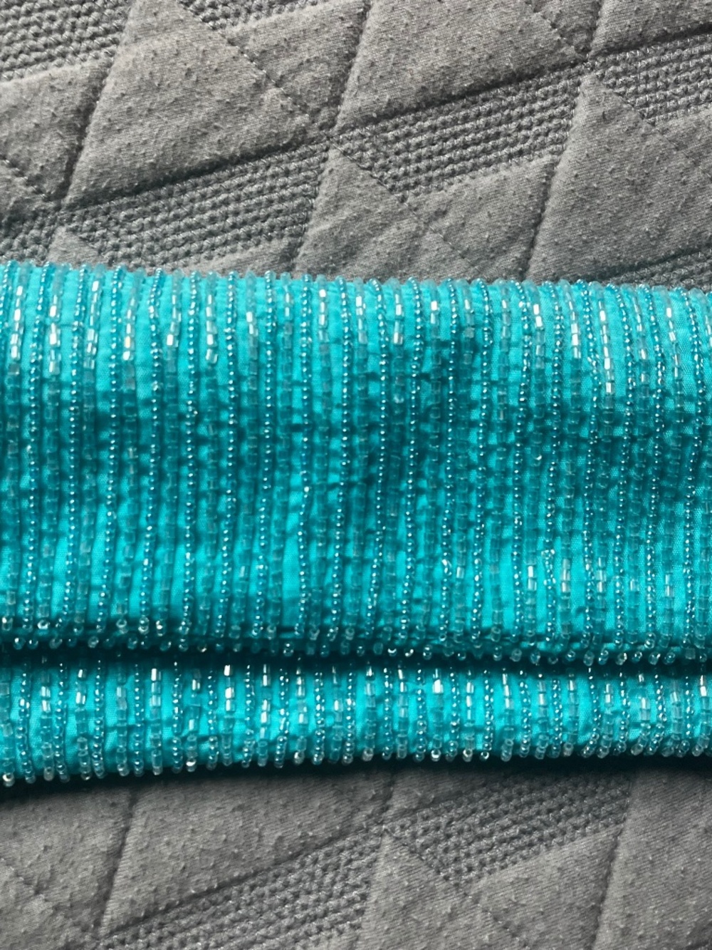 Moyna Turquoise Hand-Beaded Fold-Over Clutch Evening Bag | Handcrafted |